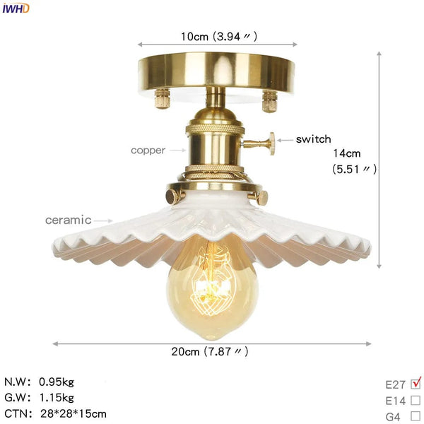 Plafonnier LED en Céramique Style Nordique et Cuivre IWHD Lamparas de Techo | Marco Lucetti
