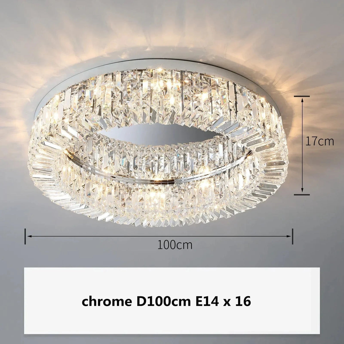 Plafonnier Led en cristal au design contemporain | Marco Lucetti Chromé D100cm 16 / Lumière blanche 6500K
