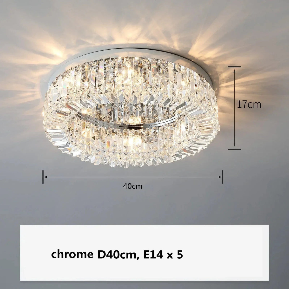 Plafonnier Led en cristal au design contemporain | Marco Lucetti Chromé D40cm 5 lumières / Lumière blanche 6500K