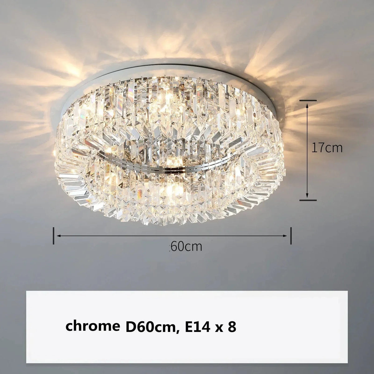 Plafonnier Led en cristal au design contemporain | Marco Lucetti Chromé D60cm 8 lumières / Lumière blanche 6500K