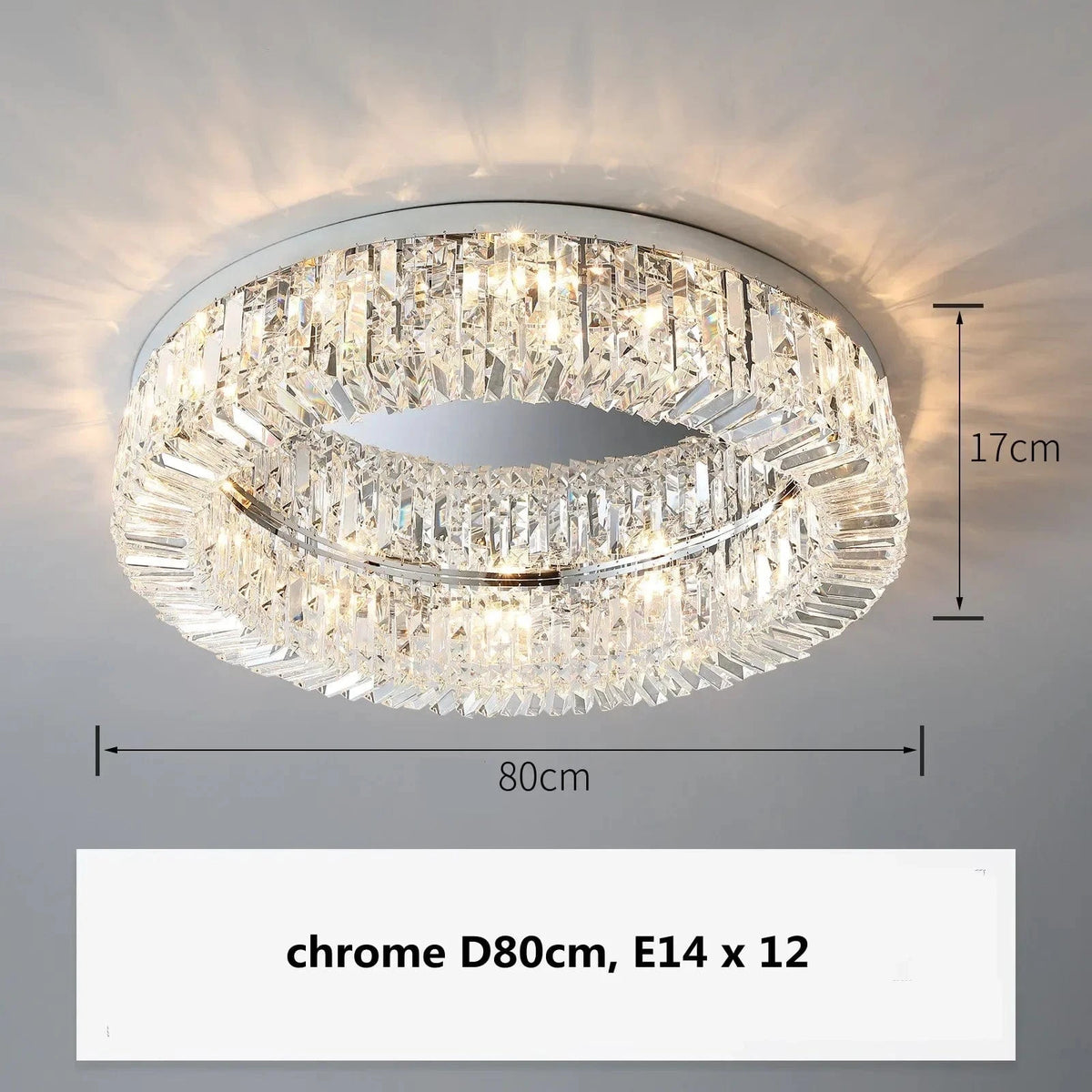 Plafonnier Led en cristal au design contemporain | Marco Lucetti Chromé D80cm 12 / Lumière chaude 3500K