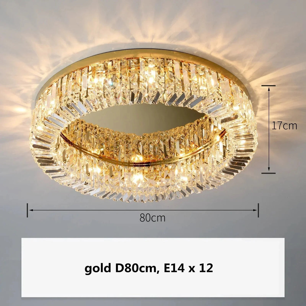 Plafonnier Led en cristal au design contemporain | Marco Lucetti Doré D80cm 12 lumières / Lumière chaude 3500K