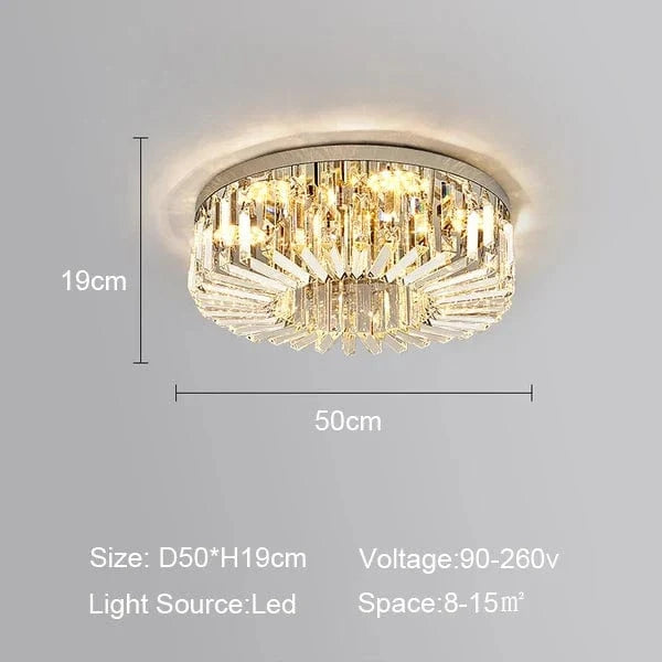 Plafonnier Led en cristal de luxe au design contemporain | Marco Lucetti Diamètre50cm / Lumière blanche / Chrome