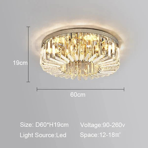 Plafonnier Led en cristal de luxe au design contemporain | Marco Lucetti Diamètre60cm / Lumière blanche / Chrome