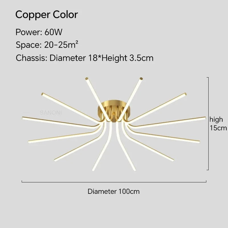 Plafonnier LED en cuivre au design contemporain | Marco Lucetti Cuivre D100CM / Blanc froid