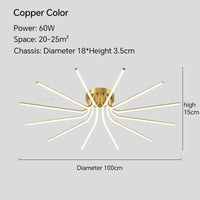 Plafonnier LED en cuivre au design contemporain | Marco Lucetti Cuivre D100CM / Blanc froid