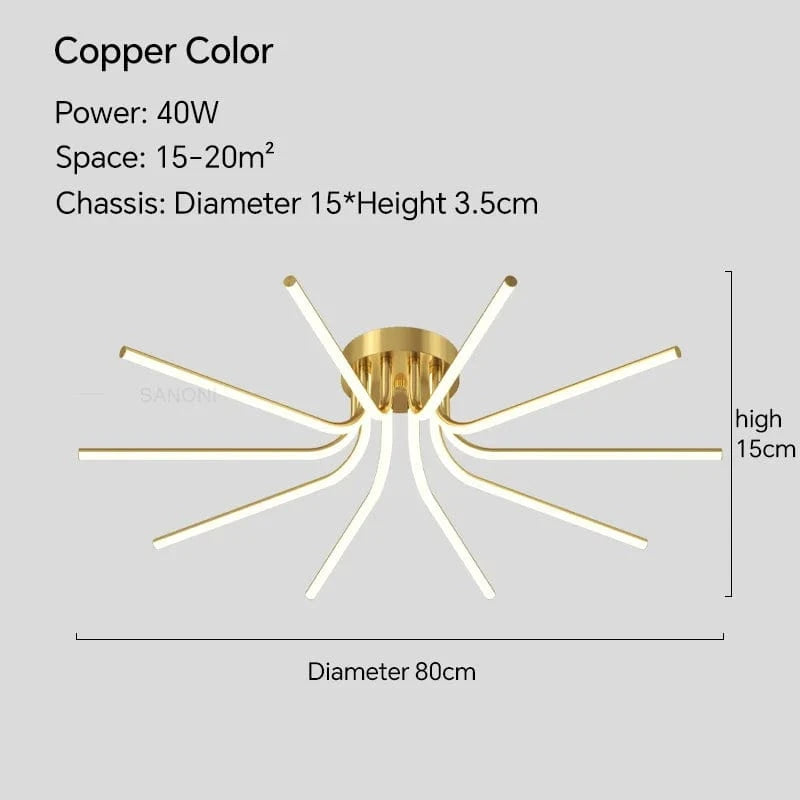 Plafonnier LED en cuivre au design contemporain | Marco Lucetti Cuivre D80CM / Blanc froid