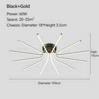 Plafonnier LED en cuivre au design contemporain | Marco Lucetti Or Noir D100CM / Blanc froid