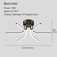 Plafonnier LED en cuivre au design contemporain | Marco Lucetti Or Noir D50CM / Blanc froid