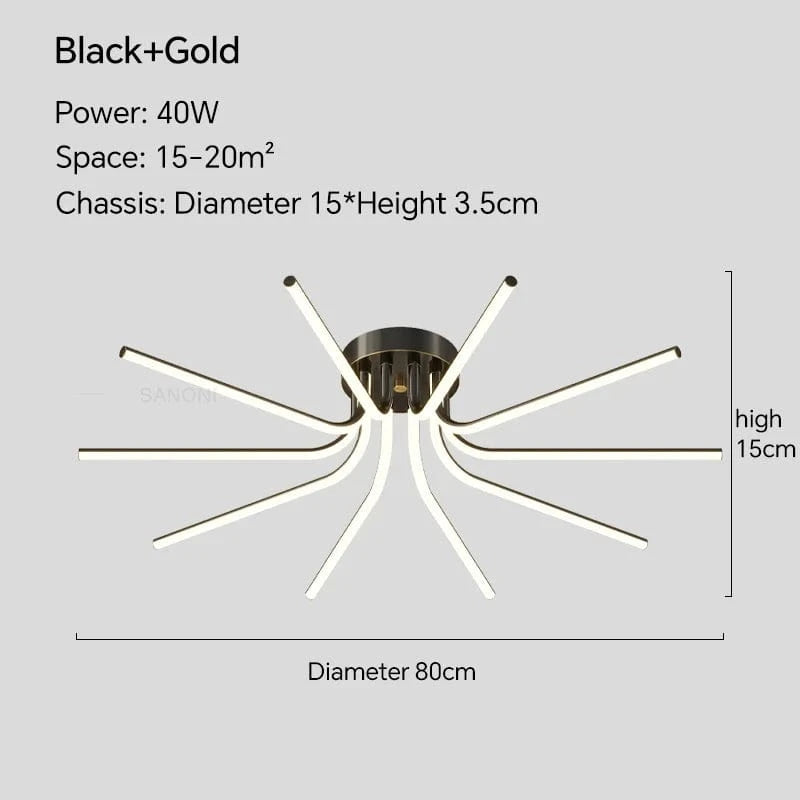 Plafonnier LED en cuivre au design contemporain | Marco Lucetti Or Noir D80CM / Blanc froid