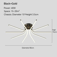 Plafonnier LED en cuivre au design contemporain | Marco Lucetti Or Noir D80CM / Blanc froid