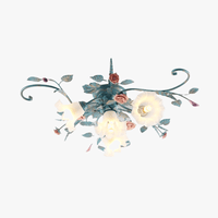 Plafonnier LED en fer fait main avec fleur de rose : style américano-coréen. | Marco Lucetti