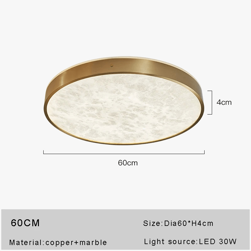 Plafonnier LED en Marbre Fin Design Simple et Moderne en Cuivre Brossé - Edition Deluxe | Marco Lucetti