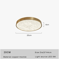 Plafonnier LED en Marbre Fin Design Simple et Moderne en Cuivre Brossé - Edition Deluxe | Marco Lucetti