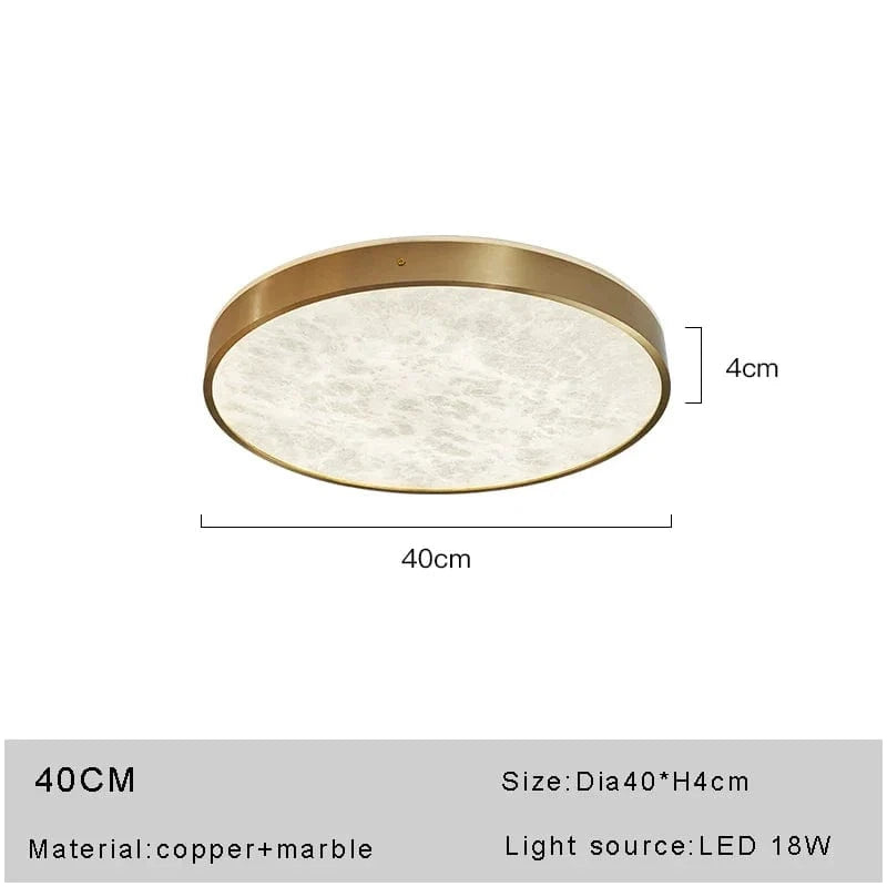 Plafonnier LED en Marbre Fin Design Simple et Moderne en Cuivre Brossé - Edition Deluxe | Marco Lucetti Dia40cm / Noir / Lumière chaude