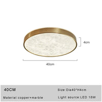 Plafonnier LED en Marbre Fin Design Simple et Moderne en Cuivre Brossé - Edition Deluxe | Marco Lucetti Dia40cm / Noir / Lumière chaude