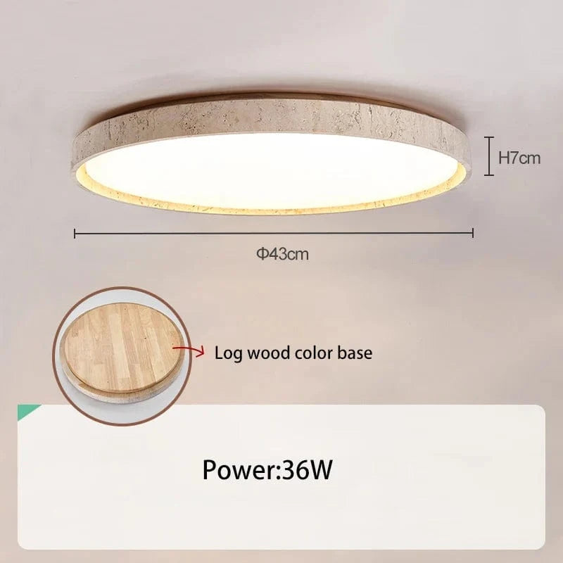 Plafonnier Led en pierre - Design Noyer Bûche - Éclairage Rétro | Marco Lucetti Bûche de bois 43cm 36W / 3 changements de couleurs