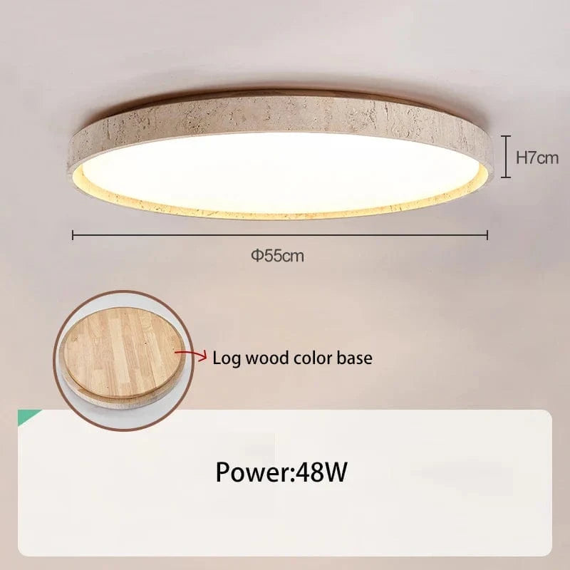 Plafonnier Led en pierre - Design Noyer Bûche - Éclairage Rétro | Marco Lucetti Bûche de bois 55cm 48W / 3 changements de couleurs