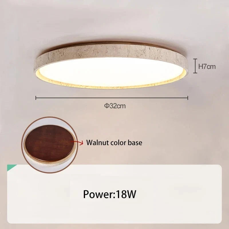 Plafonnier Led en pierre - Design Noyer Bûche - Éclairage Rétro | Marco Lucetti Noyer 32cm 18W / 3 changements de couleurs