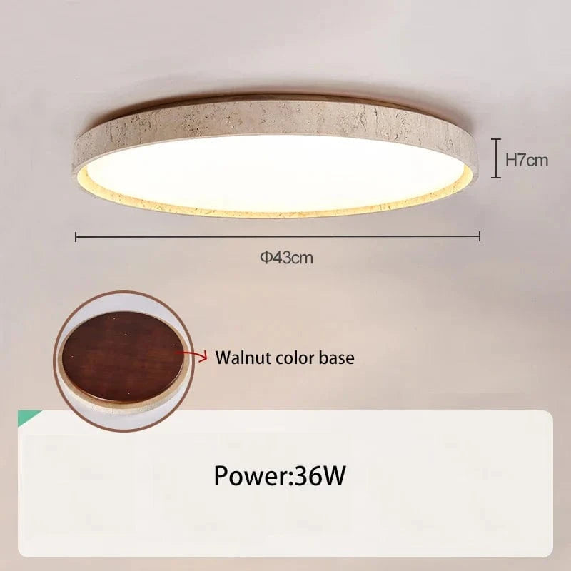 Plafonnier Led en pierre - Design Noyer Bûche - Éclairage Rétro | Marco Lucetti Noyer 43cm 36W / 3 changements de couleurs