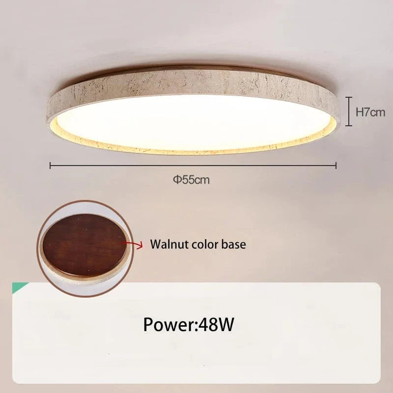 Plafonnier Led en pierre - Design Noyer Bûche - Éclairage Rétro | Marco Lucetti Noyer 55cm 48W / 3 changements de couleurs