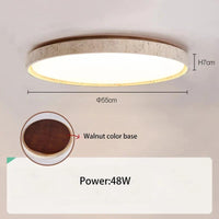 Plafonnier Led en pierre - Design Noyer Bûche - Éclairage Rétro | Marco Lucetti Noyer 55cm 48W / 3 changements de couleurs