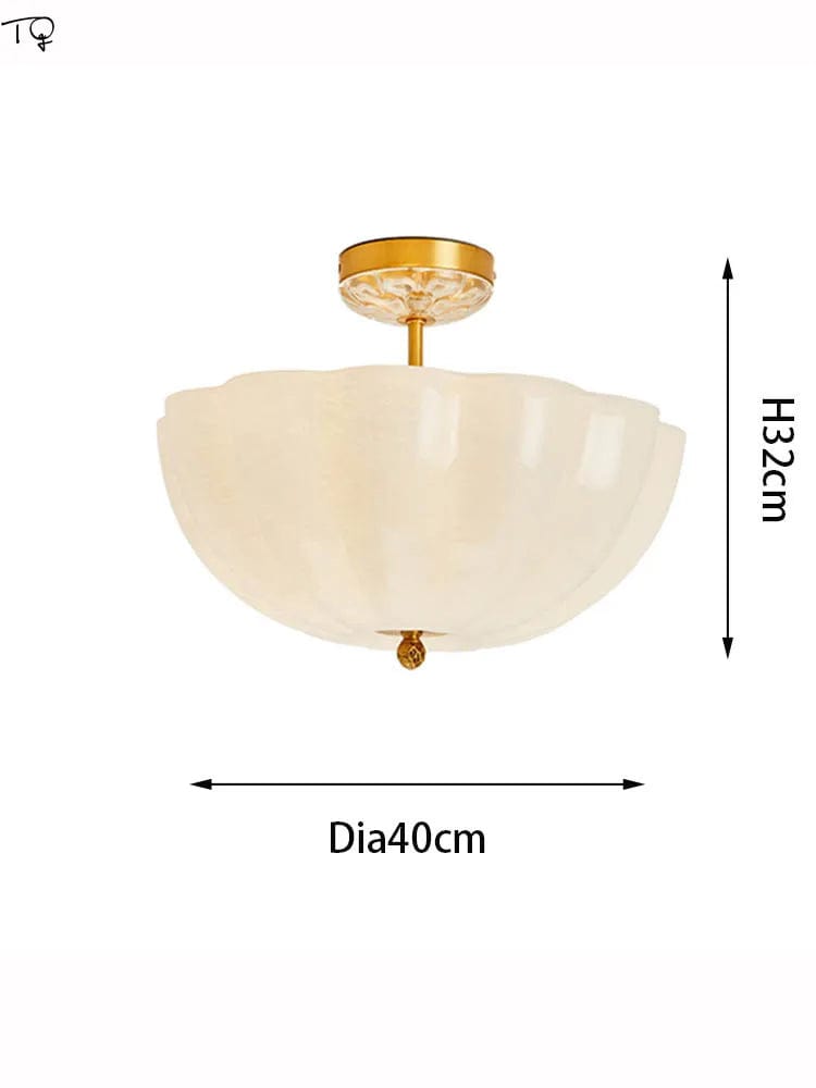 Plafonnier LED en verre crème et cuivre médiéval avec luminaires contemporains de qualité | Marco Lucetti