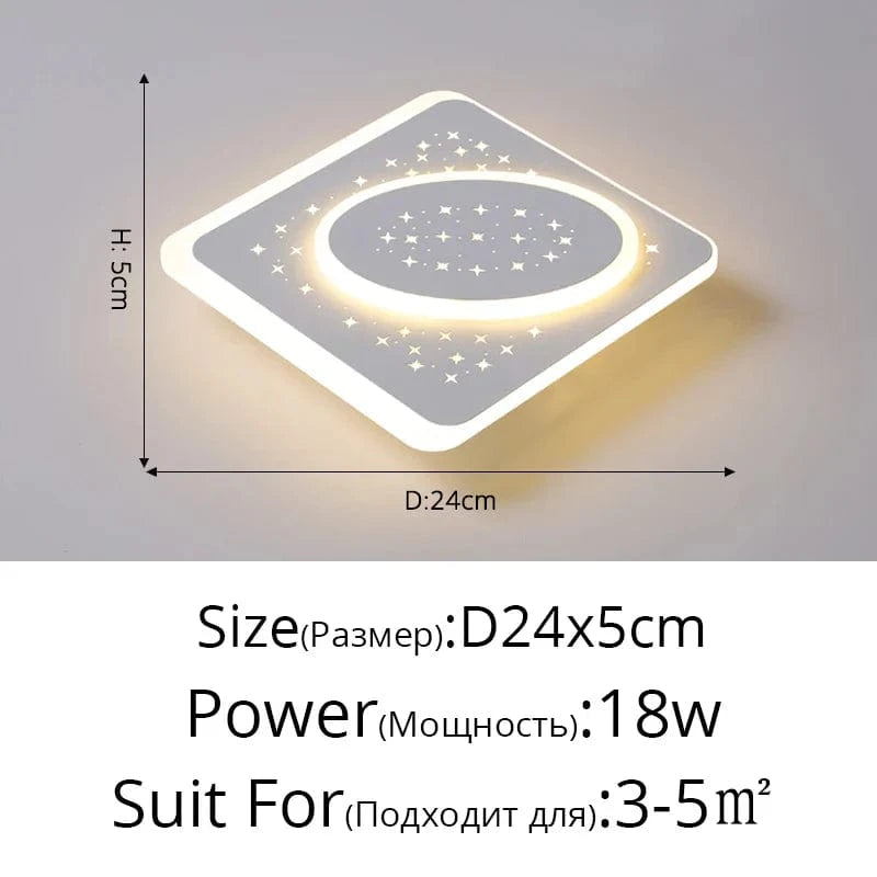 Plafonnier LED encastré acrylique Starlight pour balcon | Marco Lucetti Style E D24x5cm 18W / Blanc chaud