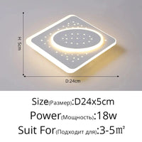 Plafonnier LED encastré acrylique Starlight pour balcon | Marco Lucetti Style E D24x5cm 18W / Blanc chaud