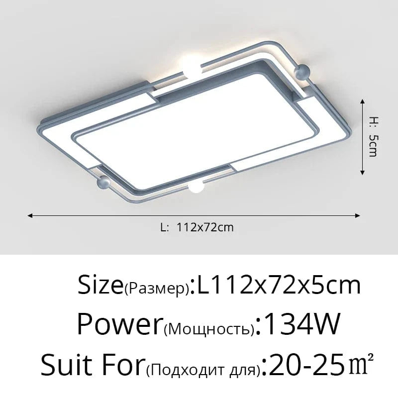Plafonnier LED Encastré Carré Moderne et Créatif | Marco Lucetti C Gris L112x72cm / 2 couleurs sans télécommande