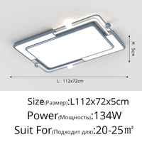 Plafonnier LED Encastré Carré Moderne et Créatif | Marco Lucetti C Gris L112x72cm / 2 couleurs sans télécommande