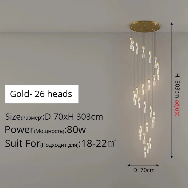 Plafonnier LED encastré de style décoratif pour intérieur - Ampoule incluse | Marco Lucetti A 26 têtes 80w Gold / Blanc froid, pas de télécommande