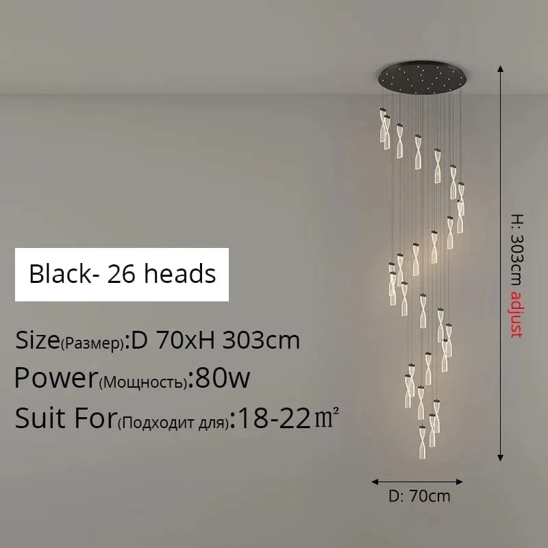 Plafonnier LED encastré de style décoratif pour intérieur - Ampoule incluse | Marco Lucetti A 26 têtes 80wNoir / Blanc froid, pas de télécommande