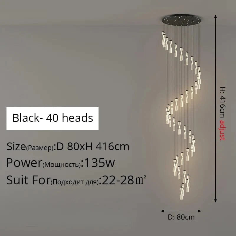 Plafonnier LED encastré de style décoratif pour intérieur - Ampoule incluse | Marco Lucetti A 40 têtes 135wNoir / Luminosité variable