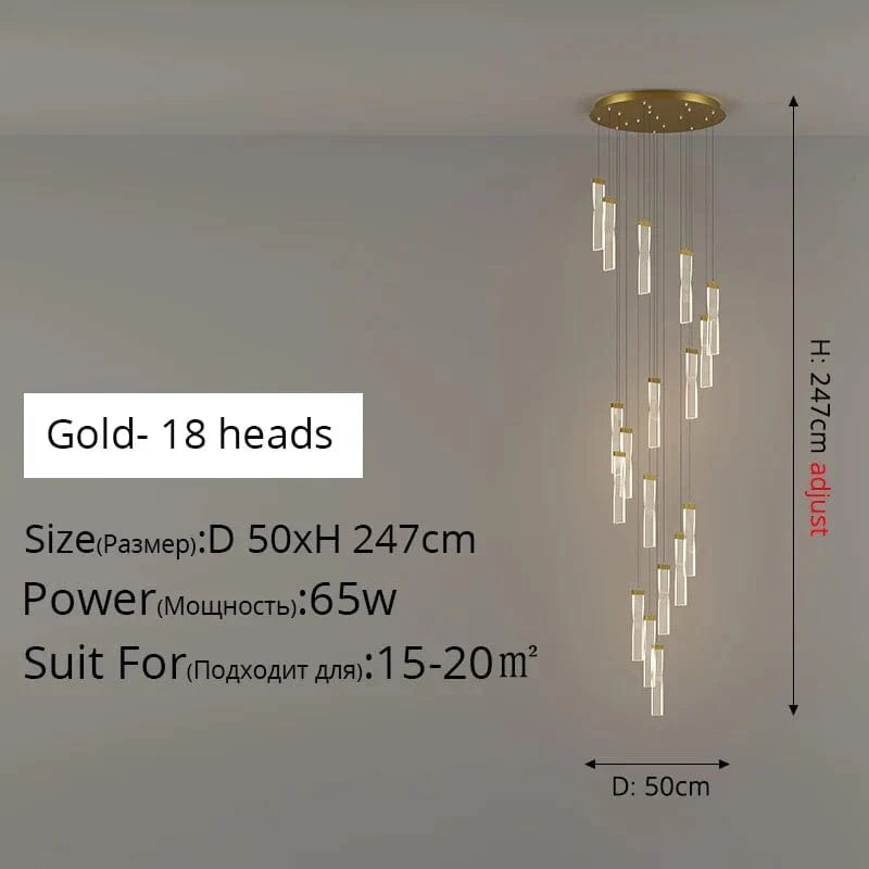 Plafonnier LED encastré de style décoratif pour intérieur - Ampoule incluse | Marco Lucetti A18 têtes 65w Or / Blanc froid, pas de télécommande