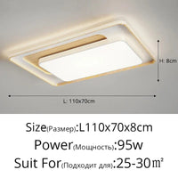 Plafonnier LED encastré design moderne nordique | Marco Lucetti Bois L110x70cm 95W / Luminosité variable