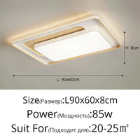 Plafonnier LED encastré design moderne nordique | Marco Lucetti Bois L90x60cm 85W / Luminosité variable