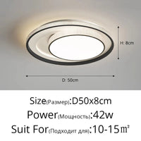 Plafonnier LED encastré design moderne nordique | Marco Lucetti Noir D50x8cm 42W / Luminosité variable