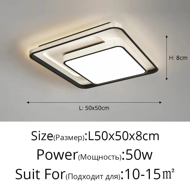 Plafonnier LED encastré design moderne nordique | Marco Lucetti Noir L50x50cm 50W / Luminosité variable