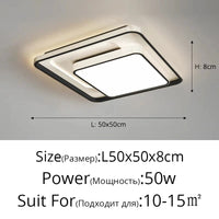 Plafonnier LED encastré design moderne nordique | Marco Lucetti Noir L50x50cm 50W / Luminosité variable