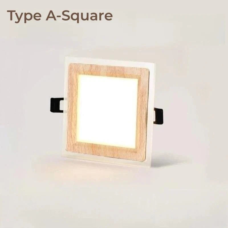 Plafonnier LED encastré Ultra-mince Bois d'Ébène | Marco Lucetti A carré / Blanc chaud 3000K / 6W-Dia10cm