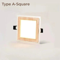 Plafonnier LED encastré Ultra-mince Bois d'Ébène | Marco Lucetti A carré / Blanc chaud 3000K / 6W-Dia10cm