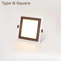 Plafonnier LED encastré Ultra-mince Bois d'Ébène | Marco Lucetti Carré B / Blanc chaud 3000K / 6W-Dia10cm