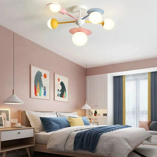 Plafonnier LED Enfant Cartoon - Lustre Nordique en Verre pour Chambre de Prince ou Princesse | Marco Lucetti Lustre coloré / C.A. 220 V-240 V / 3 Température de couleur