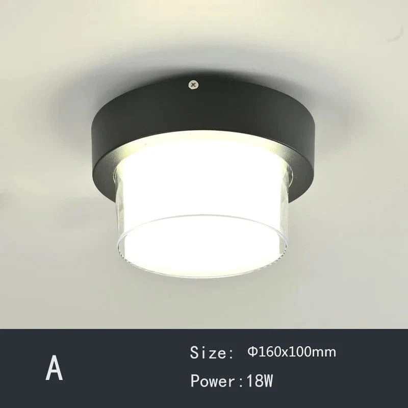 Plafonnier LED étanche pour extérieur - Idéal pour balcon, jardin, cour, carré ou rond | Marco Lucetti A / Blanc chaud