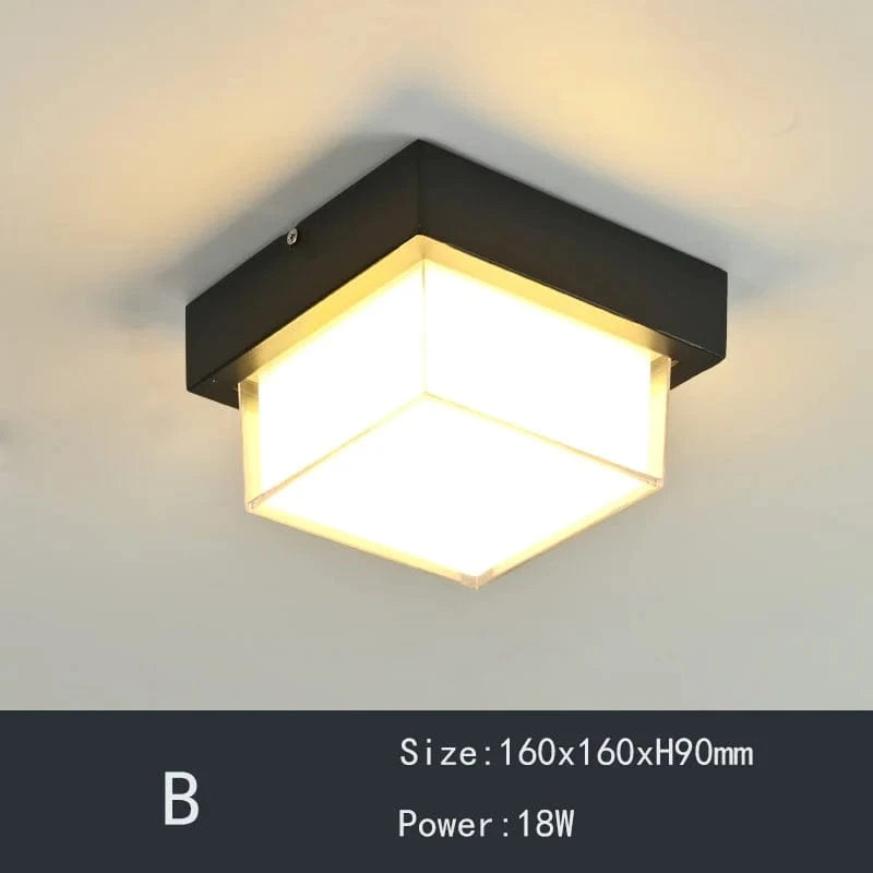 Plafonnier LED étanche pour extérieur - Idéal pour balcon, jardin, cour, carré ou rond | Marco Lucetti B / Blanc chaud
