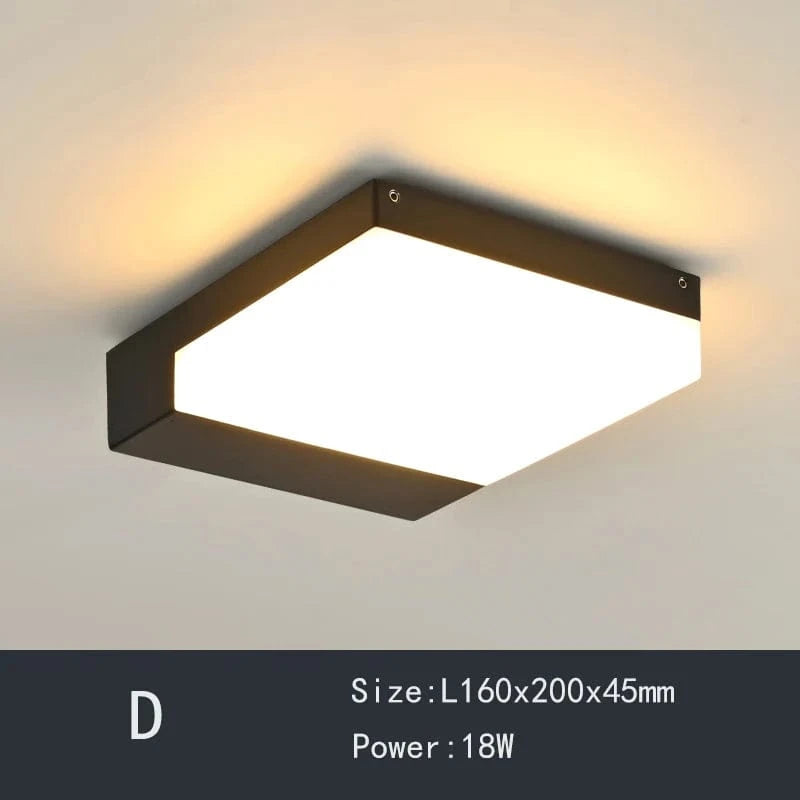 Plafonnier LED étanche pour extérieur - Idéal pour balcon, jardin, cour, carré ou rond | Marco Lucetti D / Blanc chaud