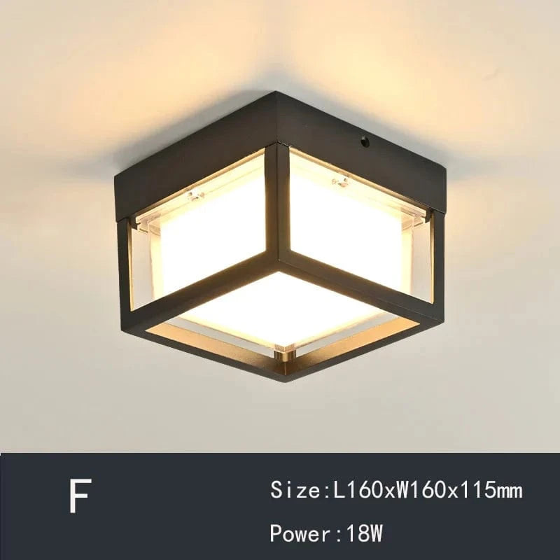 Plafonnier LED étanche pour extérieur - Idéal pour balcon, jardin, cour, carré ou rond | Marco Lucetti F / Blanc chaud