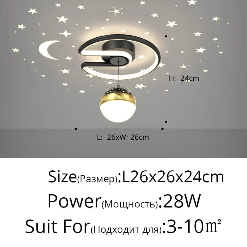 Plafonnier LED Étoilé : Design Exclusif | Marco Lucetti C Noir 28w / Blanc froid, pas de télécommande