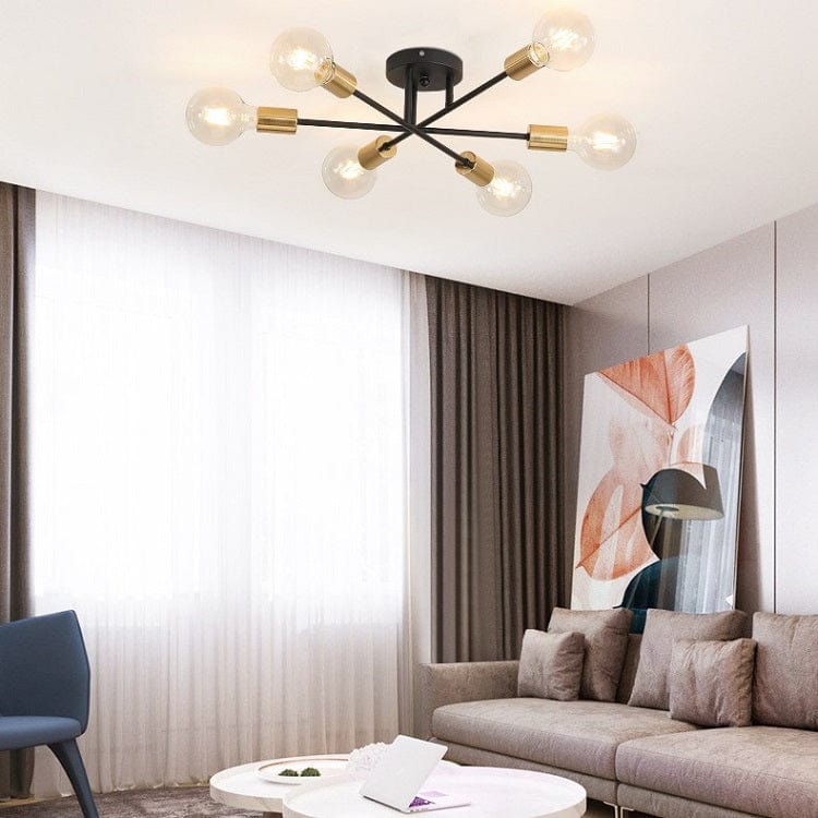 Plafonnier LED Eugie 6 lampes métal entrecroisées | Marco Lucetti